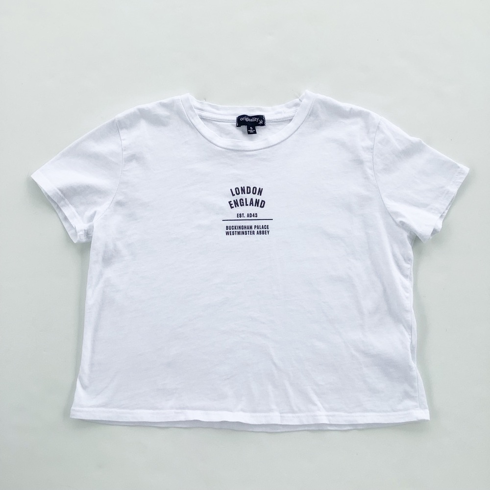 Originality White London England Cropped Tee